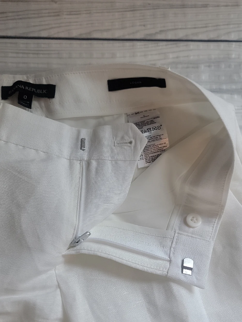 Banana Republic Dress Pants Linen Straight Fit - Summer White Womens Size 0